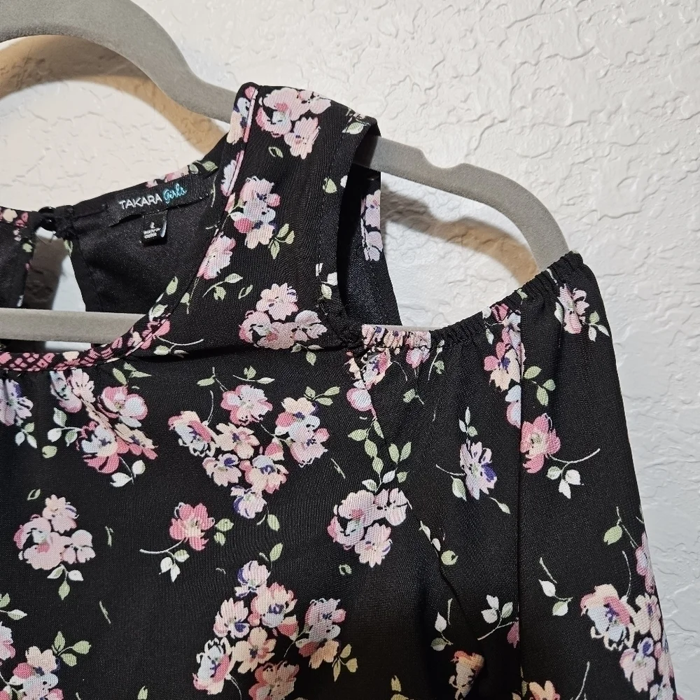 Takara Girls Floral Cold Shoulder Romper size L (girls)